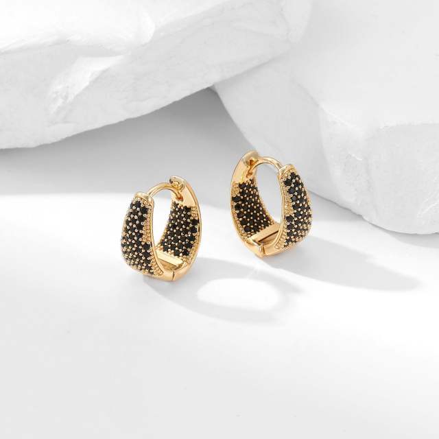 Delicate pave setting colorful rhinestone small hoop earrings