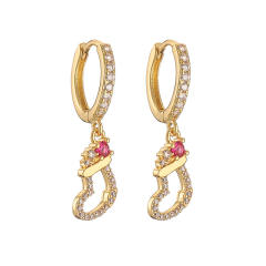Delicate pave setting colorful rhinestone chrimstas huggie earrings necklace pendant