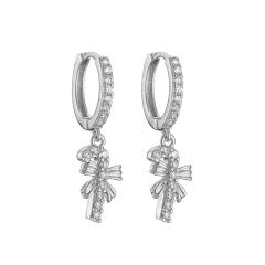 Delicate pave setting colorful rhinestone chrimstas huggie earrings necklace pendant