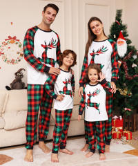 Classic red green plaid pattern christmas pajamas family matching outfits