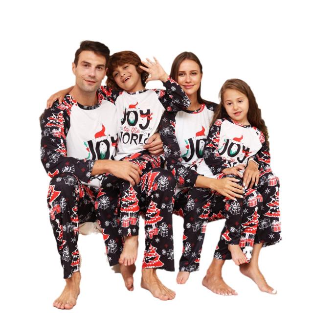 JOY letter star snowflake pattern christmas family pajamas