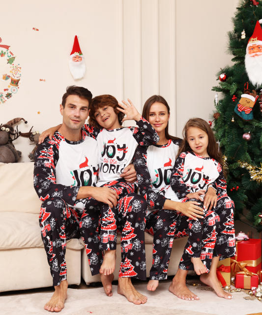 JOY letter star snowflake pattern christmas family pajamas