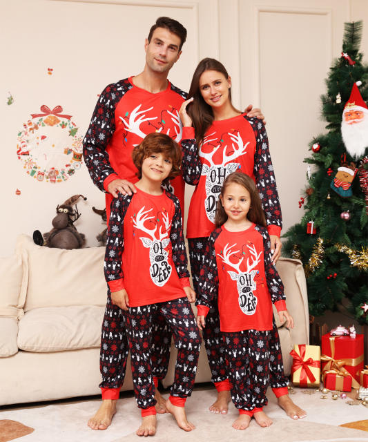 Christmas snowflake elk pattern pajamas family matching outfits