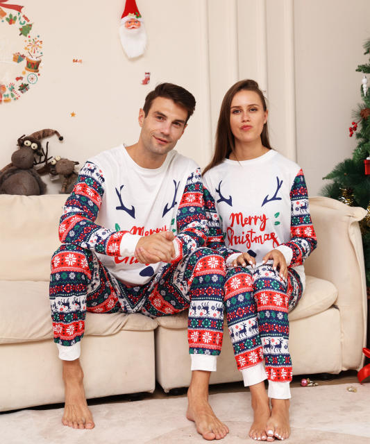 2023 Snow elk pattern family pajamas christmas matching outfits