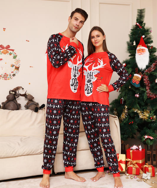 Christmas snowflake elk pattern pajamas family matching outfits