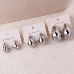 Different size mirror design chunky water drop studs earrings for women