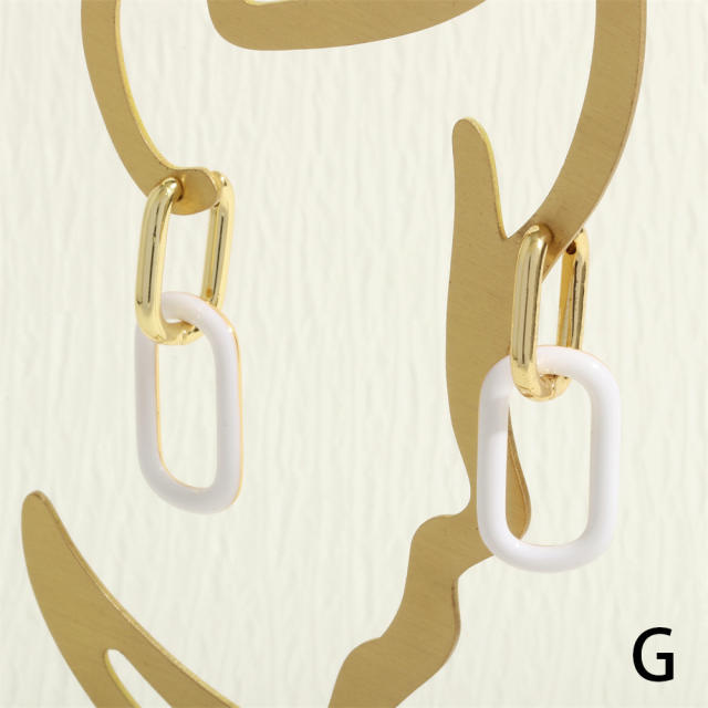 Y2K color enamel safety buckle gold plated copper chain necklace bracelet earrings set