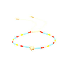 Boho colorful seed bead gold plated copper star heart friendship bracelet