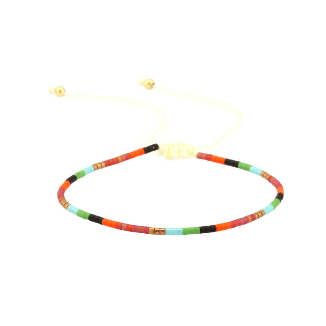 Boho rainbow color seed bead handmade bracelet