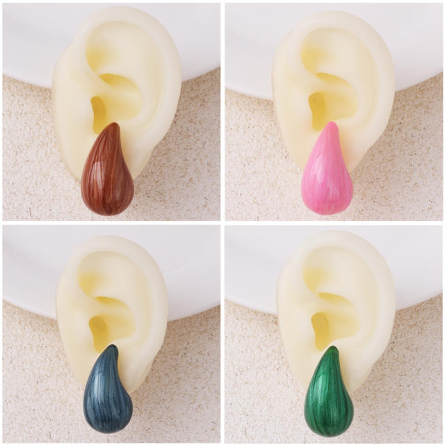 Colorful enamel drop shape chunky studs earrings for women