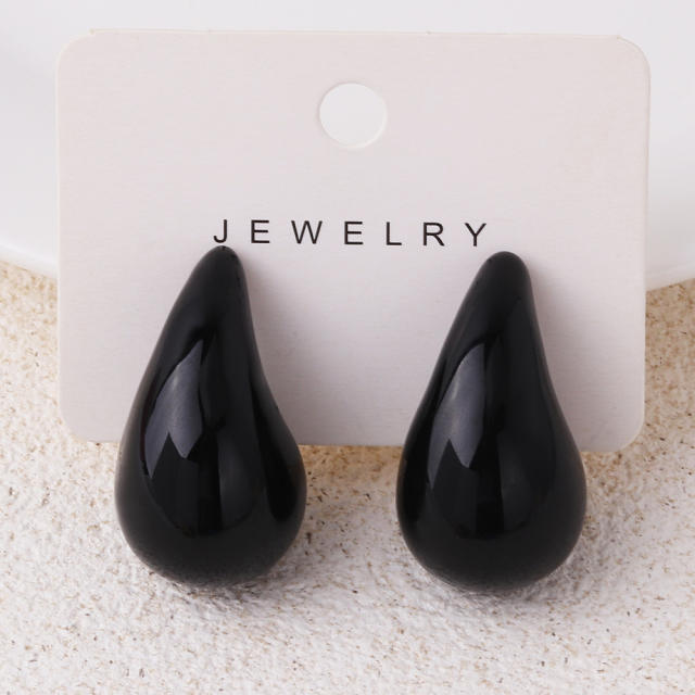 Colorful enamel drop shape chunky studs earrings for women