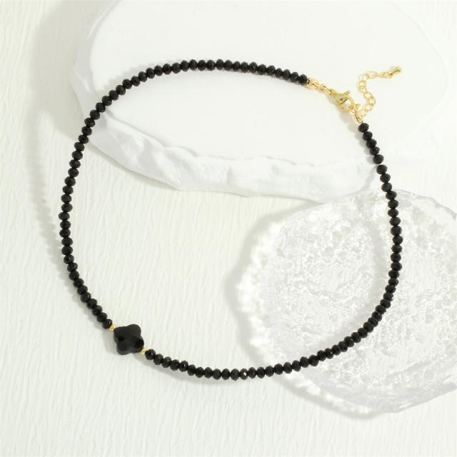 Korean fashion easy match black color bead choker necklace for women lolit