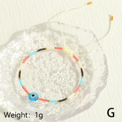 INS boho rainbow color seed bead evil eye theme bracelet beach bracelet
