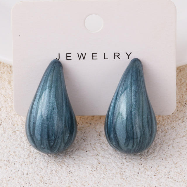 Colorful enamel drop shape chunky studs earrings for women