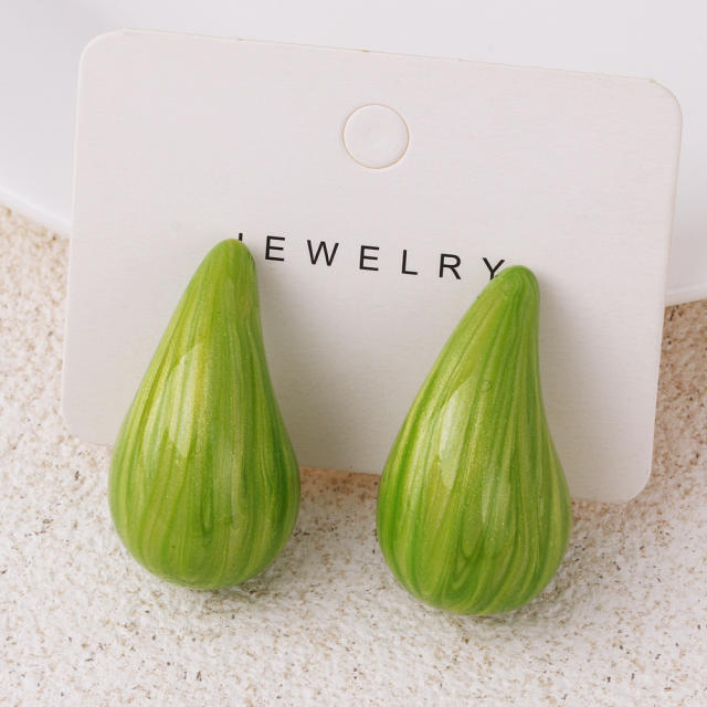 Colorful enamel drop shape chunky studs earrings for women