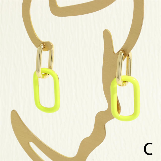 Y2K color enamel safety buckle gold plated copper chain necklace bracelet earrings set