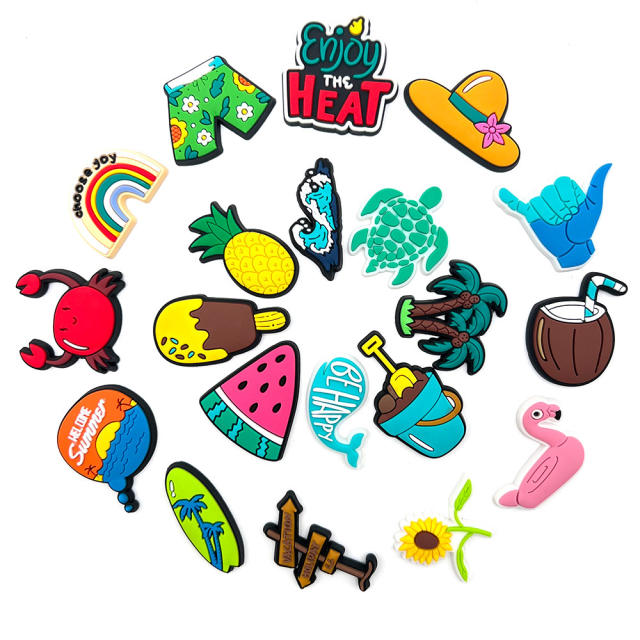 Summer beach design flamingo coconut PVC shoes charms for crocs