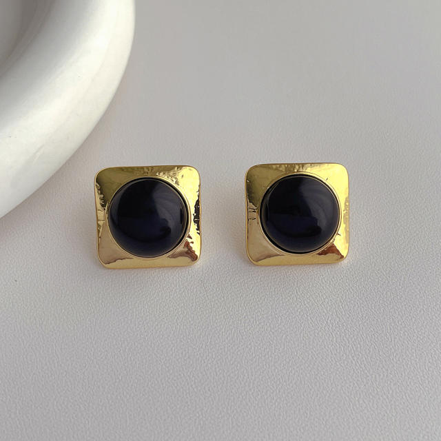 Vintage geometric square shape resin earrings for women