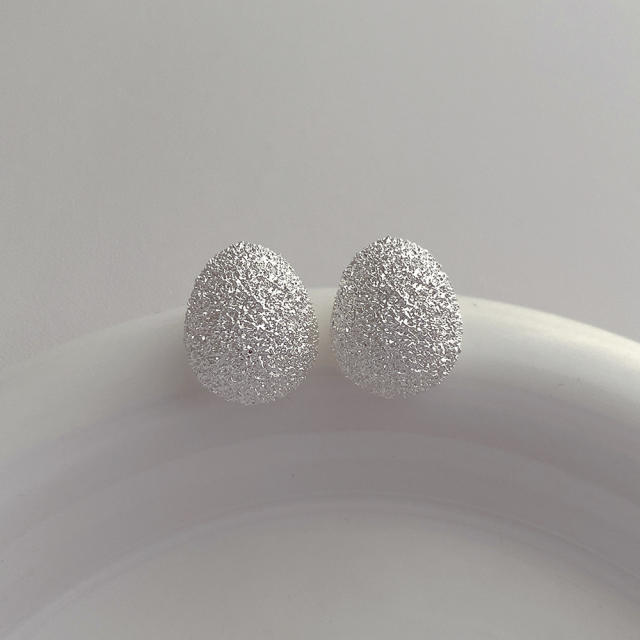 925 needle classic frost design geometric chunky studs earrings