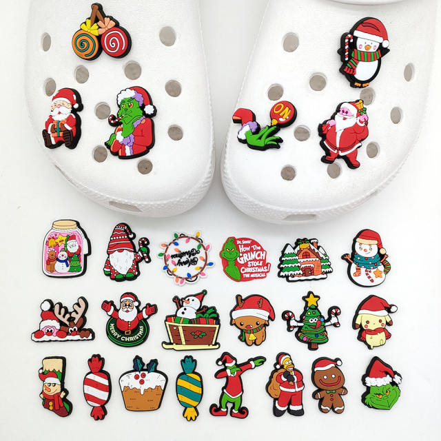 Christmas design soft PVC shoes charms for crocs