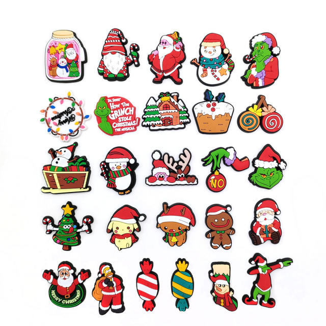 Christmas design soft PVC shoes charms for crocs