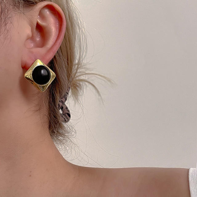 Vintage geometric square shape resin earrings for women
