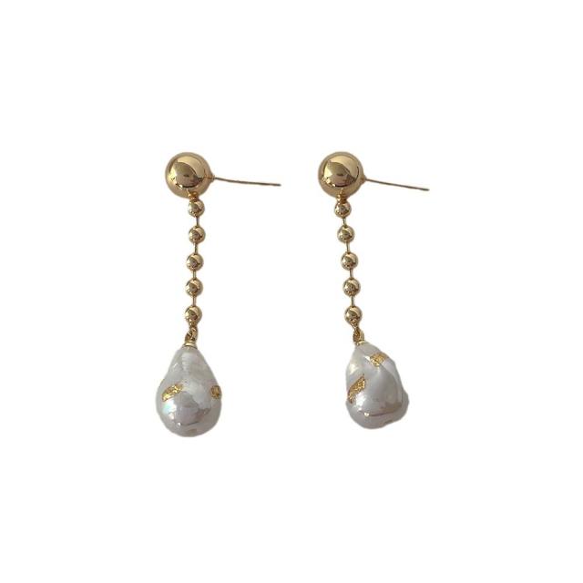 925 needle white gray pearl dangle earrings for women