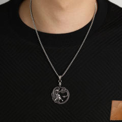 Personality Ancient Egypt snake beauty pendant stainless steel necklace for men