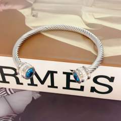 Elegant gold silver color wireless stainless steel cuff bangle with color cubic zircon