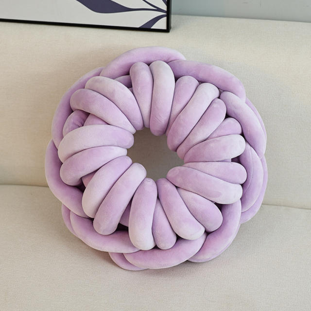 INS sweet doughnut shape plain color velvet throw pillow