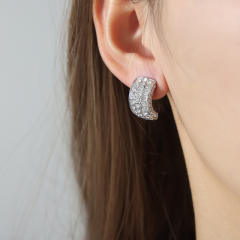 18KG luxury pave setting green color cubic zircon chunky stainless steel earrings