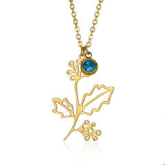 Dainty stainless steel birth flower pendant necklace birthstone necklace