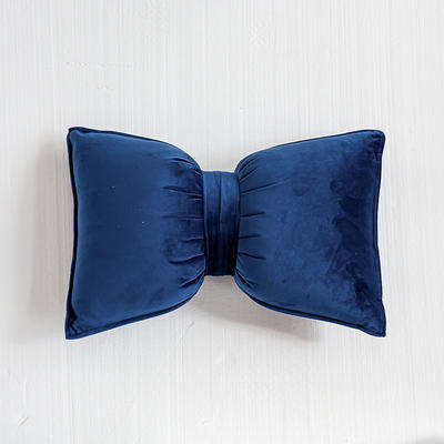 ins plain color velvet cute bow home thow pillow