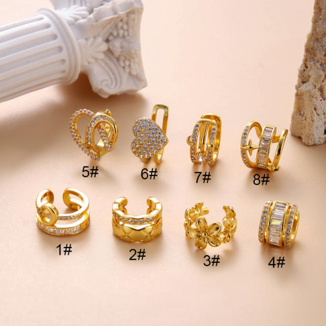 Personality gold plated copper cubic zircon ear cuff
