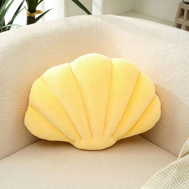 Creative shell shape velvet plain color throw pillow