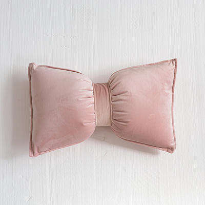 ins plain color velvet cute bow home thow pillow