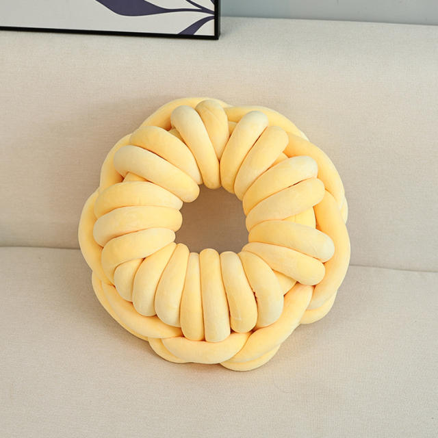 INS sweet doughnut shape plain color velvet throw pillow