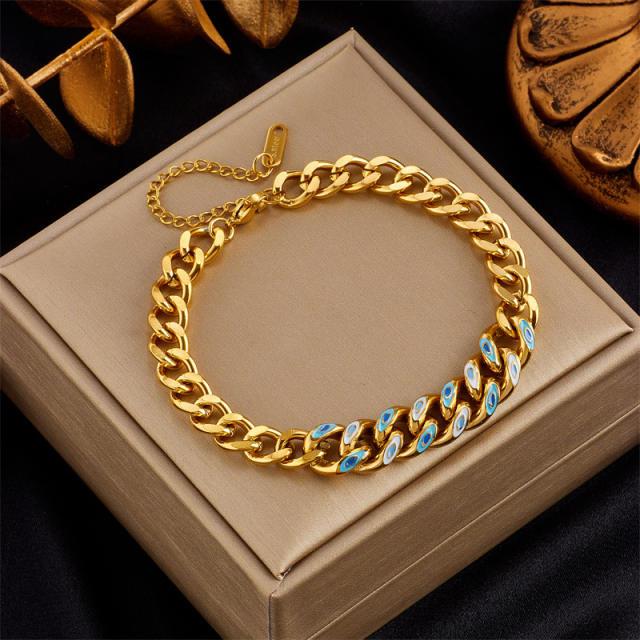 Easy match multi element stainless steel chain bracelet diamond bracelet