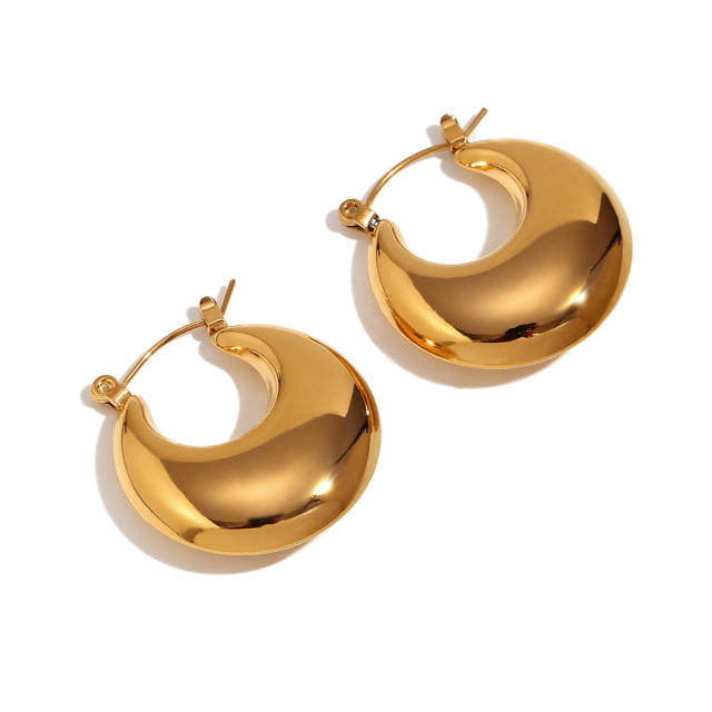 18K chunky bold hool stainless steel earrings