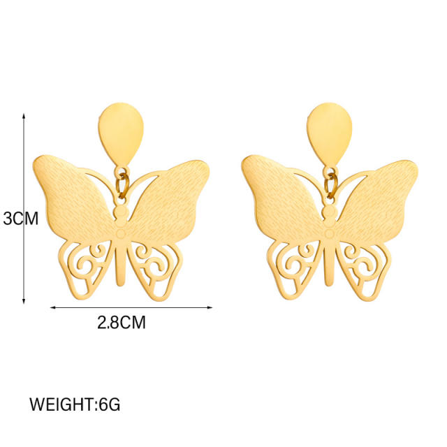 Sweet hollow out butterfly stainless steel earrings
