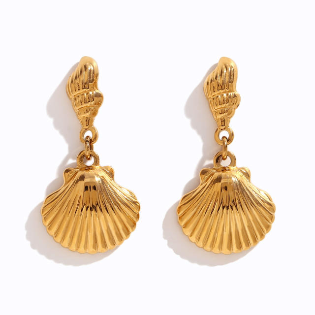 18K ocean series shell design dangle earrings stainless steel earrings