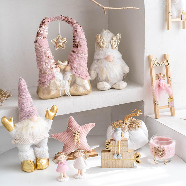 Christmas Ornaments for table pink color christmas decoration