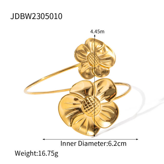 Fresh sunflower tassel stainless steel earrings bangle set