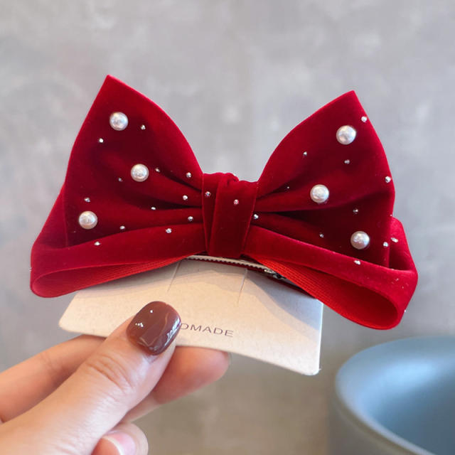 Winter christmas velvet bow hair clips hair ties for child