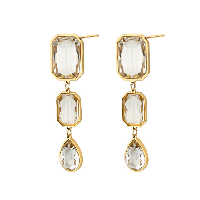 Hot sale party diamond drop earrings stainless steel earrings