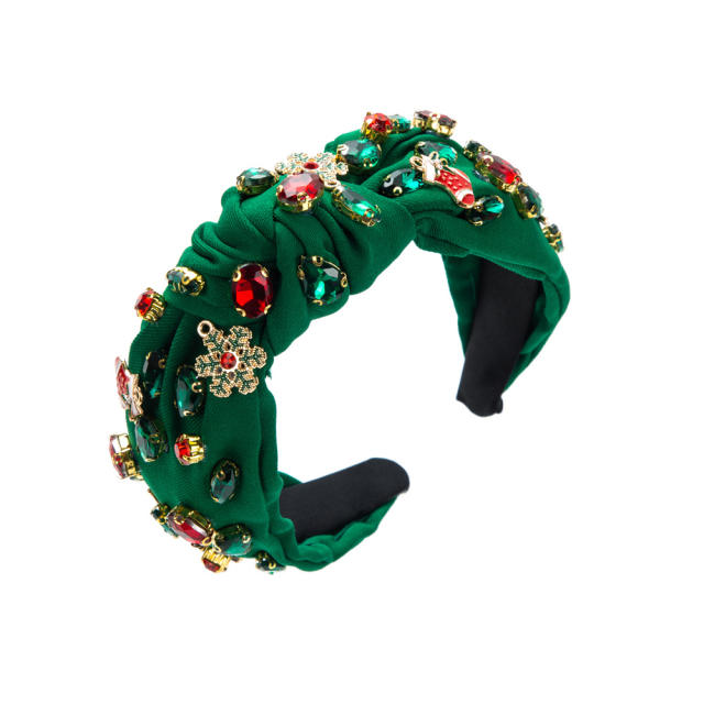 Christmas colorful rhinestone statement handmade knotted headband