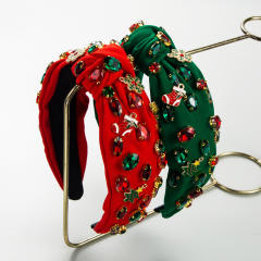 Christmas colorful rhinestone statement handmade knotted headband