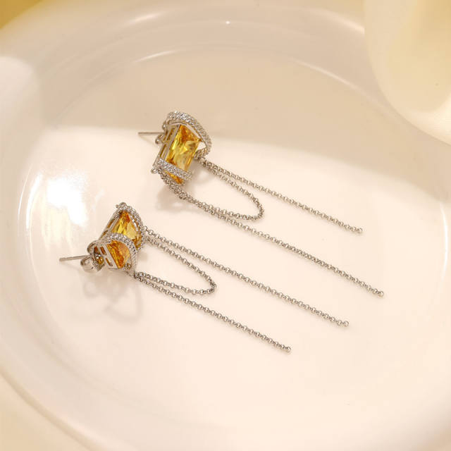 Elegant clear crystal bead diamond stainless steel hoop earrings