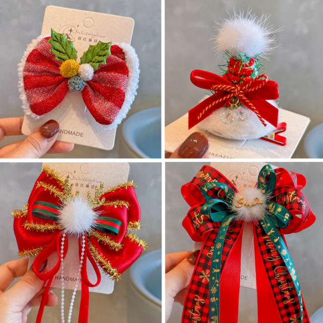 Christmas gift sweet bow hair clips for kids