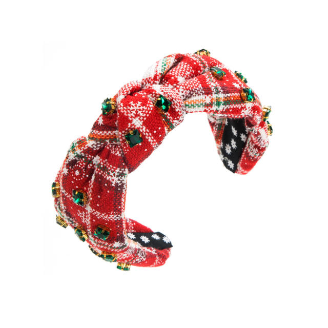 Christmas snow plaid knotted headband